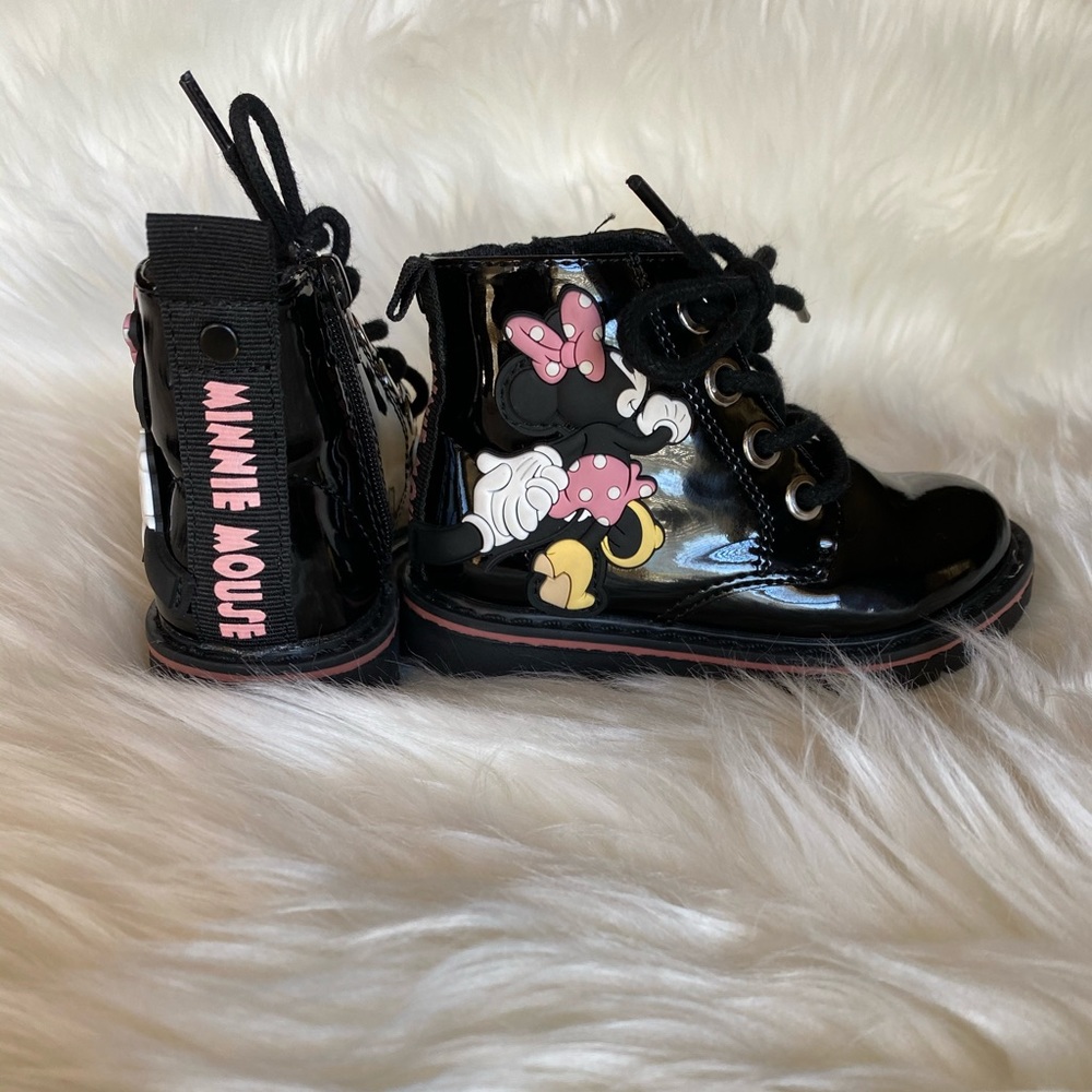 Zara Baby Girl Black Minnie Mouse Biker Boots